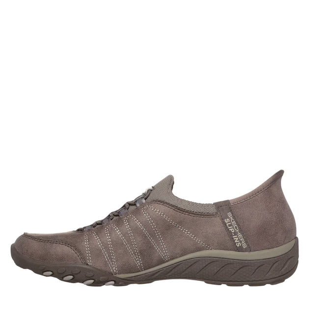 Skechers Womens Breathe Easy Home-Body Wide Slip Ins Sneaker Dark Taupe