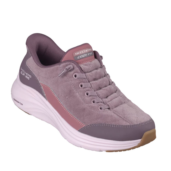 Skechers Womens Slip In Contour Foam Luxe Comfort Purple