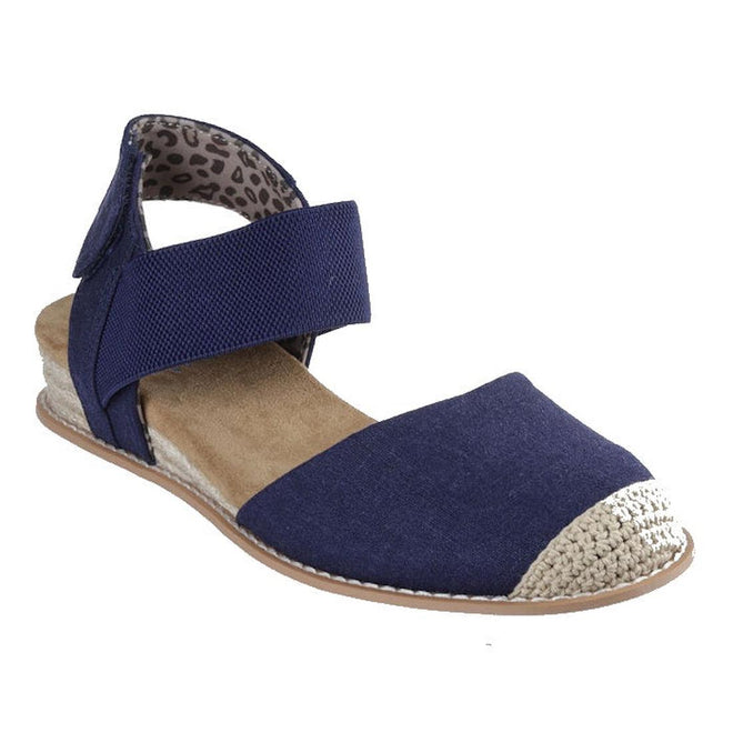 Skechers Bobs Womens Desert Kiss Sun Shining Low Wedge Sandal Navy