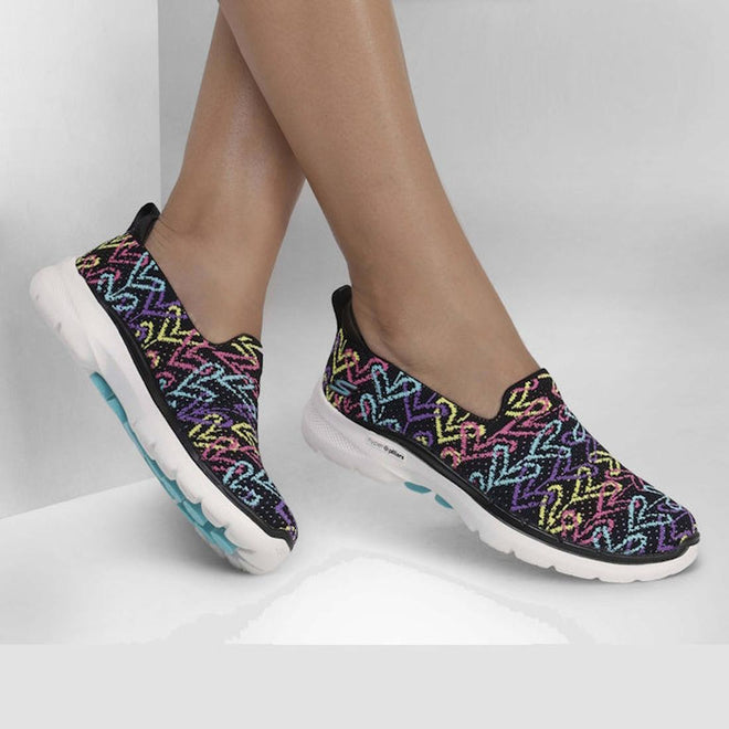 Skechers Go Walk 6 Golden Charm JGoldcrown All Black Slip on