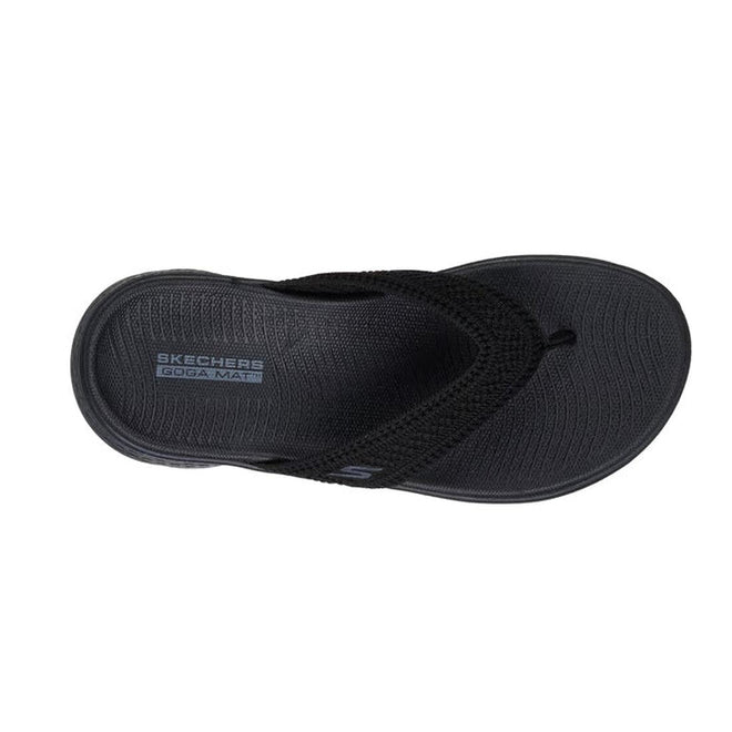 Black sandal with 'Skechers' branding on a white background, top down view,
198376876852,
198376876869,
198376876876,
198376876883,
198376876890,, 198376876852, 198376876869, 198376876876, 198376876883, 198376876890, 45819, 45820