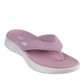 Pink flip flop sandal with white sole on a white background