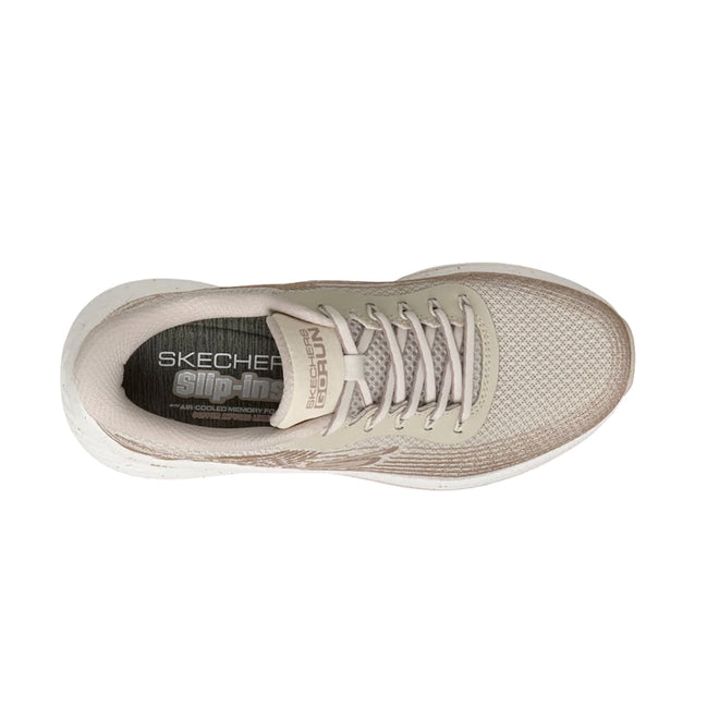 Skechers Womens Slip In Max Cushioning Elite 2.0 Kaplan Trainer in Natural Gold