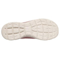 The image displays the clean, white textured sole of the Skechers Womens Summits Bungee Slip On Trainer - Radiant Flow Dark Rose, featuring a grid-like tread and rounded edges for grip and flexibility., 50182, 50183, 199025685801, 50185, 199025685825, 50187, 199025685849, 50189, 50190, 50191