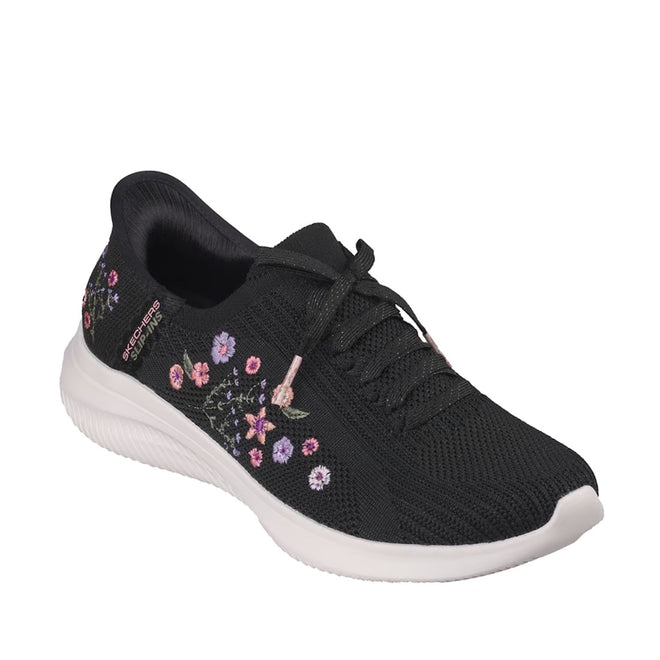 Skechers Ultra Flex 4.0 Sweet Petals Black Slip In womens Sneaker