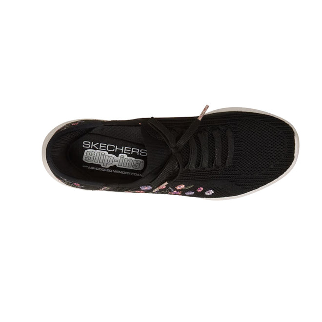 Skechers Ultra Flex 4.0 Sweet Petals Black Slip In womens Sneaker
