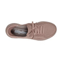 Top view of a dark taupe Skechers Ultra Flex 3.0 Pure Color Slip-Ins athletic shoe with laces, featuring a textured Stretch Fit knit upper and an Air-Cooled Memory Foam cushioned insole., 198739892390, 49701, 198739892413, 49703, 198739892437, 49705, 198739892451, 49707, 198739892475, 198739892482