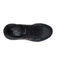 Top view of a black Skechers Slip In Max Cushioning Elite 2.0 Leigh Trainer, featuring laces, mesh upper, Air-Cooled Memory Foam, and a Slip-ins brand label on the insole., 199025421058, 50106, 199025421072, 50108, 199025421096