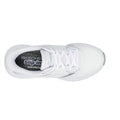Top view of a white Skechers Slip In Max Cushioning Elite 2.0 Leigh Trainer with white laces, gray insole featuring Skechers Slip-Ins branding, and Air-Cooled Memory Foam for all-day comfort., 199025355940, 50114, 199025355964, 50116, 199025355988