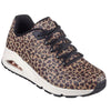 Skechers Womens Uno Kat Neato Leopard Trainer Black Brown