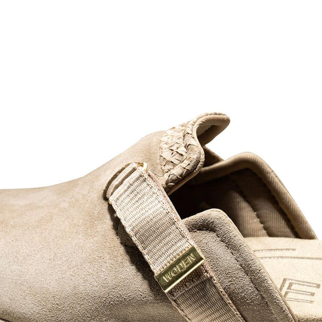 Woden Womens Vega Clog Suede Mule - Silver Mink - Beige