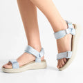 Woden Line Women's 3 Strap Sandal Moonstone Light Blue
