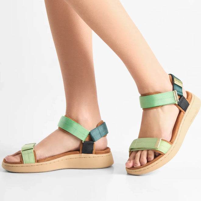 Woden Line Women's 3 Strap Sandal Apple Green
