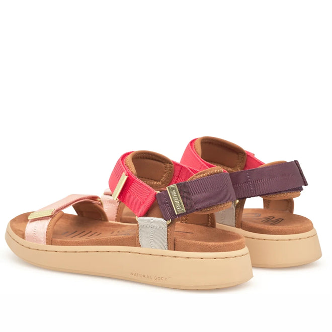 Woden Line Women's 3 Strap Sandal Flame Multi Red