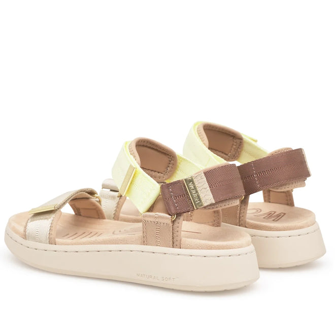 Woden Line Women's 3 Strap Sandal Wax Multi Lemon & Taupe