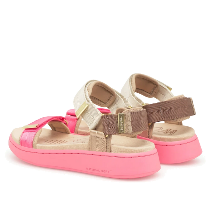Woden Line Women's 3 Strap Sandal Tricolour Raspberry Multi