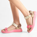 Woden Line Women's 3 Strap Sandal Tricolour Raspberry Multi