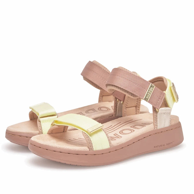 Woden Line Women's 3 Strap Sandal TricolourTaupe Multi