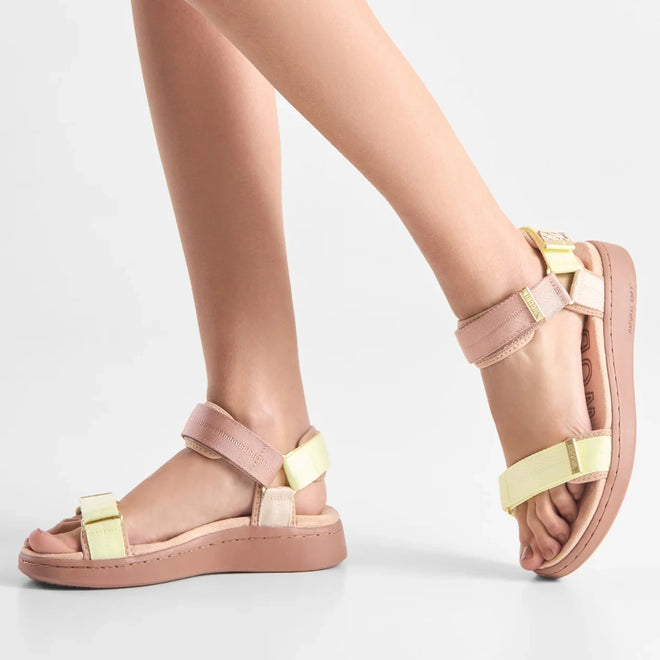 Woden Line Women's 3 Strap Sandal TricolourTaupe Multi