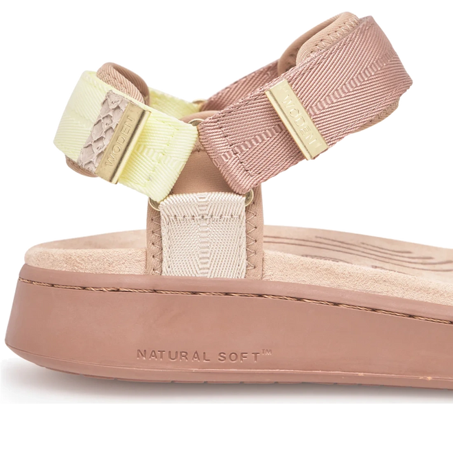 Woden Line Women's 3 Strap Sandal TricolourTaupe Multi