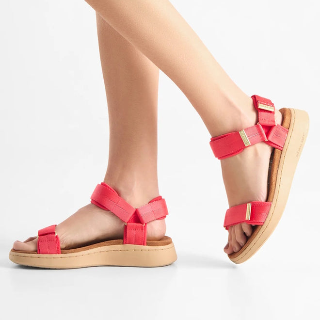 Woden Line Women's 3 Strap Sandal Flame Red