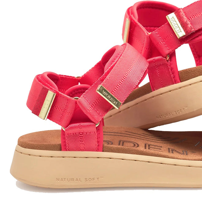 Woden Line Women's 3 Strap Sandal Flame Red