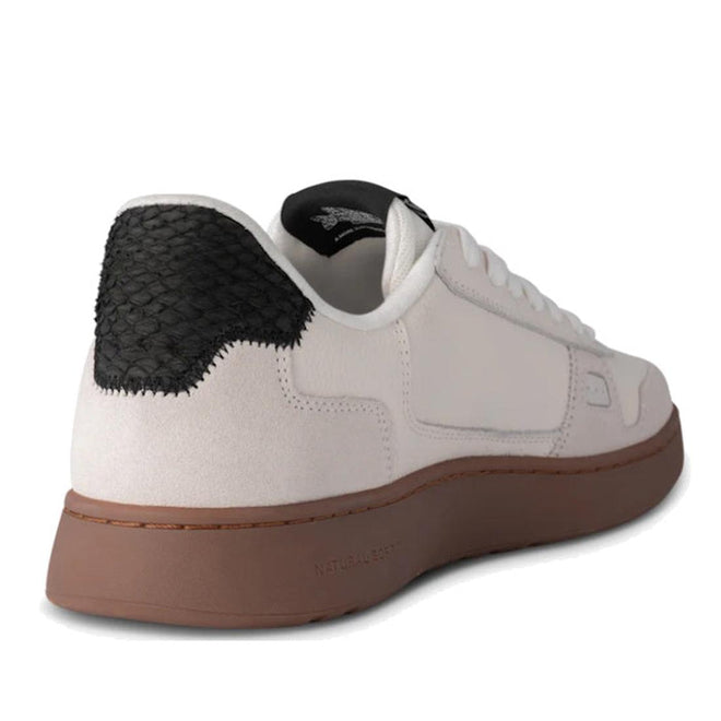 REar view looking forward of the woden Mens Haldfeb White sneaker with black heel detail and brown sole on a white background.,
5713326540642,
5713326540659,
5713326540666,
5713326540673,
5713326540680,