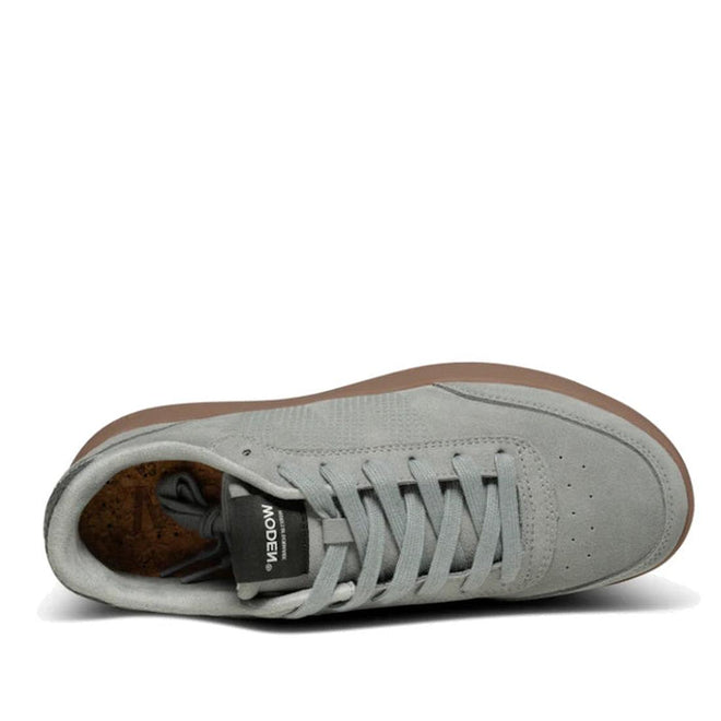 Top down view Tote woden Mens Gray sneaker with brown sole on a white background.,
5713326540987,
5713326540994,
5713326541007,