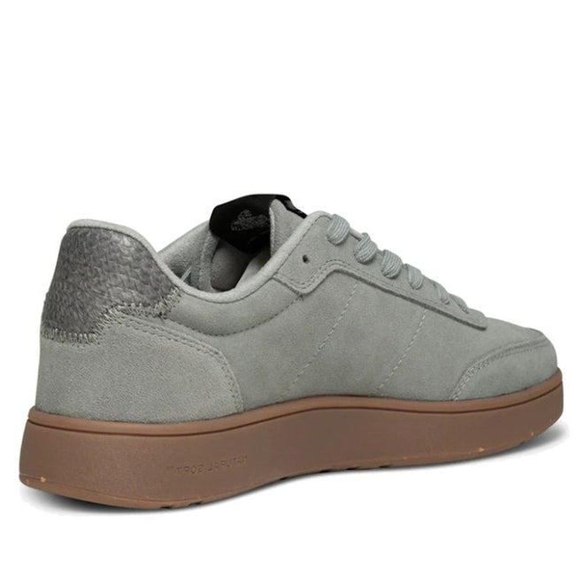 Rear view looking forward Mens Tote Woden Gray sneaker with brown sole on a white background.,
5713326540987,
5713326540994,
5713326541007,