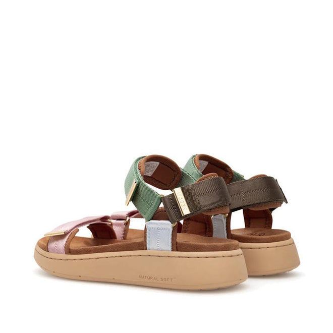 Woden Line Women's 3 Strap Sandal Algae Multi Pink Green