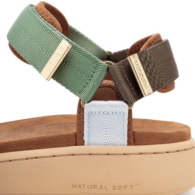 Woden Line Women's 3 Strap Sandal Algae Multi Pink Green