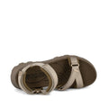 A single Woden Sandie Women's Chunky Sandal in Stone is shown from above, featuring adjustable straps and the “WODEN” brand name printed on the footbed., 48636, 5713326607703, 5713326607710, 5713326607727, 5713326607734, 5713326607741, 5713326607758