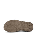 The image shows the bottom view of a Woden Sandie Women's Chunky Sandal Stone sole, made from durable materials with a rugged, multi-shaped tread and "MODERN" embossed in the center., 48636, 5713326607703, 5713326607710, 5713326607727, 5713326607734, 5713326607741, 5713326607758