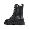 EOS Womens Feature Combat Chunky Black Leather Boot