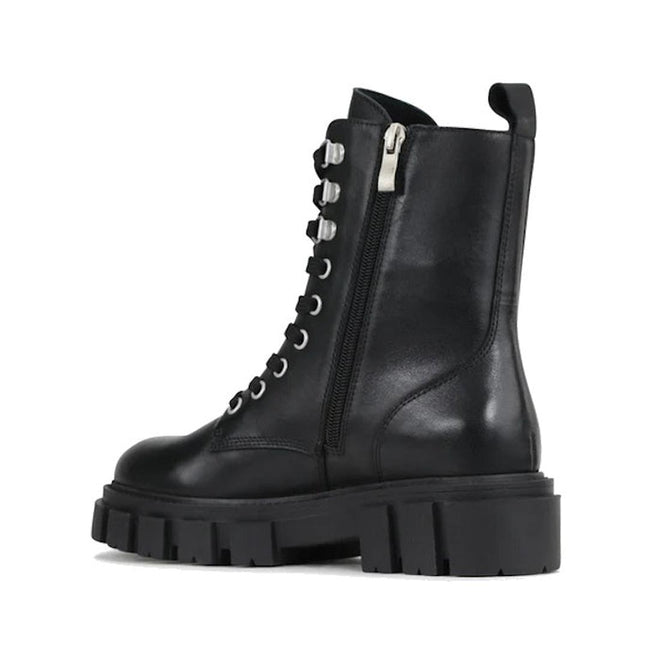 Inside foot view of the EOS Feature black leather combat boot showing zip on the inner leg and black chuny sole.,
44927,
44928,
44929,
44930,
44931,