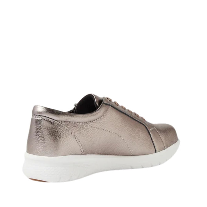 Ziera Solar XW Women's Casual Sneaker Zip Pewter Tumbled Leather