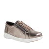 Ziera Solar XW Women's Casual Sneaker Zip Pewter Tumbled Leather