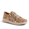 Ziera Solar XW Women's Casual Sneaker Zip Chocolate Gold Paisley Brown Leather
