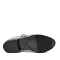 The image shows the Ziera Tobin XF Women's Flat Brogue in Black Slate Blue, featuring a black textured rubber sole with the ZIERA logo and a blue and snakeskin-patterned upper designed for extra wide comfort., 4434755462862, 4434755462879, 4434755462886, 4434755462893, 4434755462909, 4434755462916, 51053
