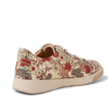The Ziera Aito XF Women’s Casual Sneaker Zip in Red Floral Print features cream-colored leather accented with a red and gray floral design, a beige sole, and white laces. Designed with high arch support, the sneaker is shown from the back left side against a plain background., 54315, 9361118069305, 9361118069312, 9361118069329, 9361118069336, 9361118069343, 9361118069350, 54322