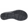 The Ziera Nextime Black Leather Women’s Sandal with Closed Back XW features a durable black rubber sole with a variety of tread patterns, including horizontal and vertical grooves, and ZIERA embossed at the center. Designed for orthotic-compatible comfort, the slip-resistant sole is part of the Nextime range by Ziera.