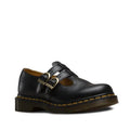 Image of right foot, side on of Dr Martens 8065 2 Strap Mary Jane DM Core Shoe Black-Foot Forward Shoes