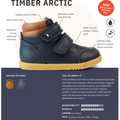 The Bobux Kid+ Timber Arctic Waterproof Boot Navy 836003E is a unisex kids leather boot with a tan collar, yellow sole, dual hook-and-loop straps, warm merino lining, waterproof membrane, and flexible rubber sole. Shown in mustard and navy., 9420068529489, 9420068529496, 9420068529502, 9420068529519, 9420068529526, 9420068529533, 9420068529540