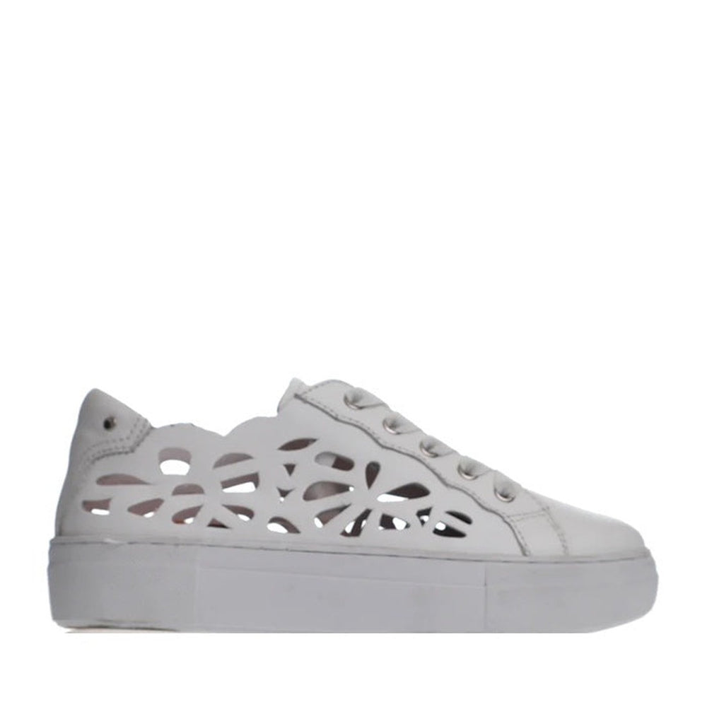 Alfie & Evie Marissa White Leather Cut Out Sneaker CLEARANCE