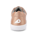 The Bobux Kids + Plus Grass Court Rose Gold Velcro Trainer 832455 features a smooth rose gold leather upper, a white sole, and a white B logo on the heel, with a gray inner lining for comfort., 9420071315741, 9420071315758, 9420071315765, 9420071315772, 9420071315789, 9420071315802, 9420071315796
