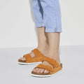 Birkenstock Arizona Suede Leather Soft Footbed Russet Orange Narrow Fit