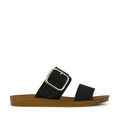 Los Cabos Doti Black Light Flexible-Sandal- showing side view of the right foot of the comfy flexible synthetic sandals slides for women