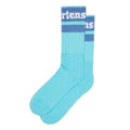 Image of right foot, side on of Dr Martens Socks Athletic Logo Turquoise Blue-Foot Forward Shoes