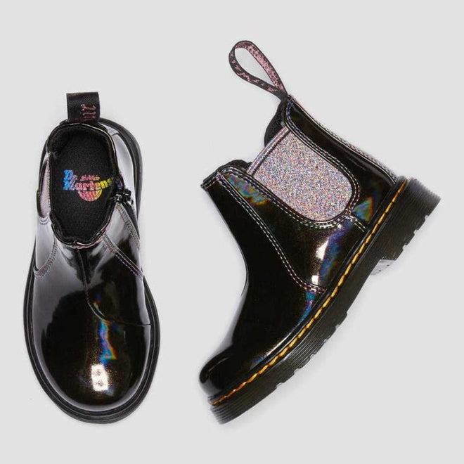 Dr Martens Kids Toddlers 2976 T Chelsea Boot Black Lightshow Sparkle Rays LAST ONE toddlers uk8