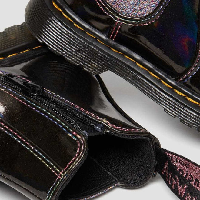 Dr Martens Kids Toddlers 2976 T Chelsea Boot Black Lightshow Sparkle Rays LAST ONE toddlers uk8